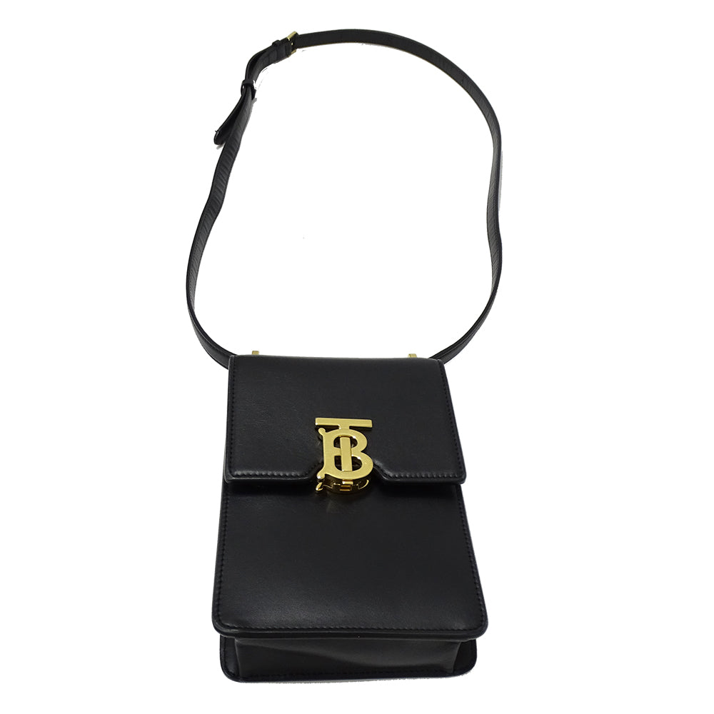 BURBERRY バーバリー ショルダーバッグ ブラック レザー レディース 【中古】