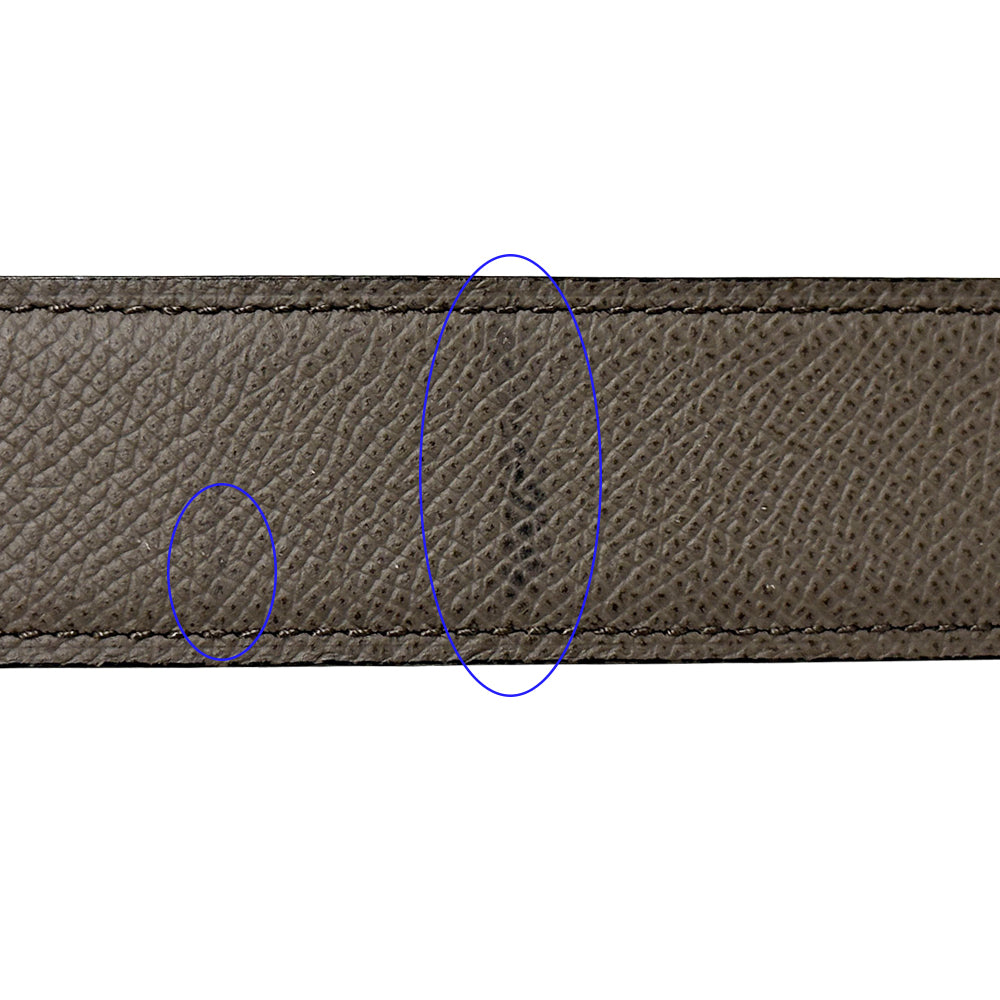 HERMES エルメス ベルト ストリートH ネイビー グレー レザー メンズ 【中古】
