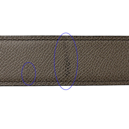 HERMES エルメス ベルト ストリートH ネイビー グレー レザー メンズ 【中古】