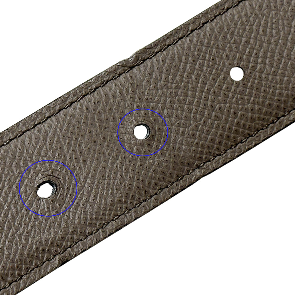 HERMES エルメス ベルト ストリートH ネイビー グレー レザー メンズ 【中古】
