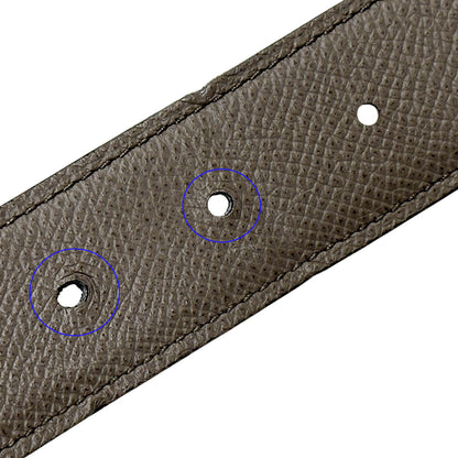 HERMES エルメス ベルト ストリートH ネイビー グレー レザー メンズ 【中古】