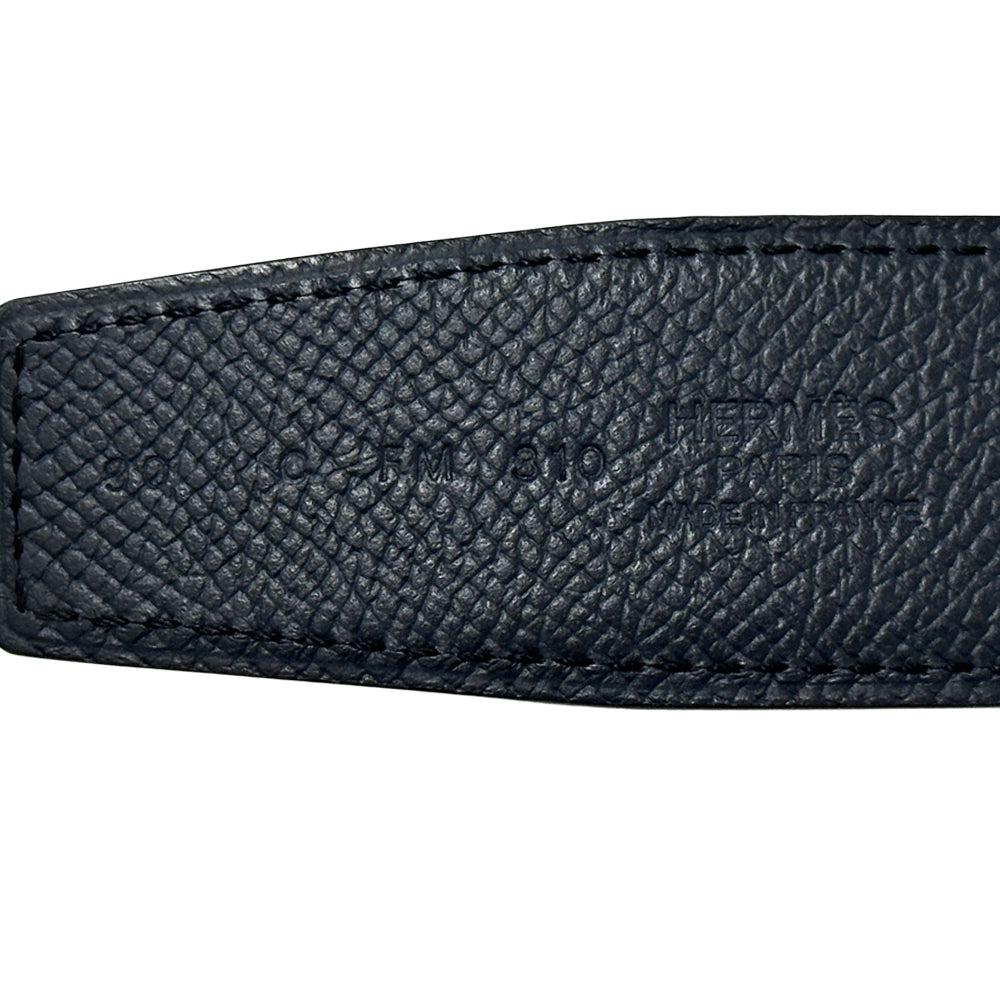 HERMES エルメス ベルト ストリートH ネイビー グレー レザー メンズ 【中古】