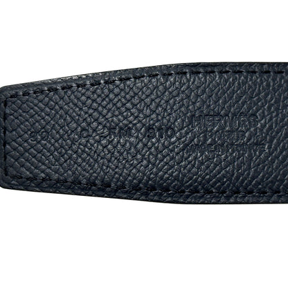 HERMES エルメス ベルト ストリートH ネイビー グレー レザー メンズ 【中古】