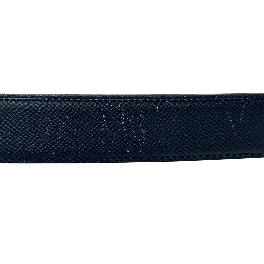 HERMES エルメス ベルト ストリートH ネイビー グレー レザー メンズ 【中古】