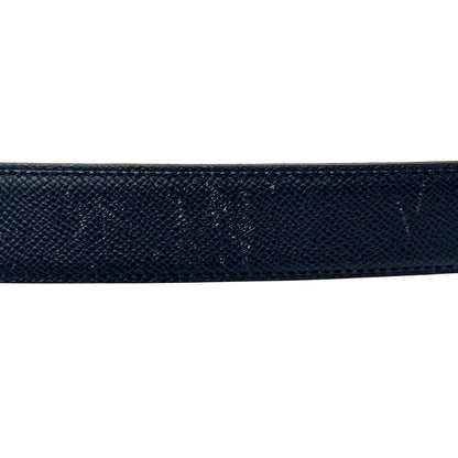 HERMES エルメス ベルト ストリートH ネイビー グレー レザー メンズ 【中古】