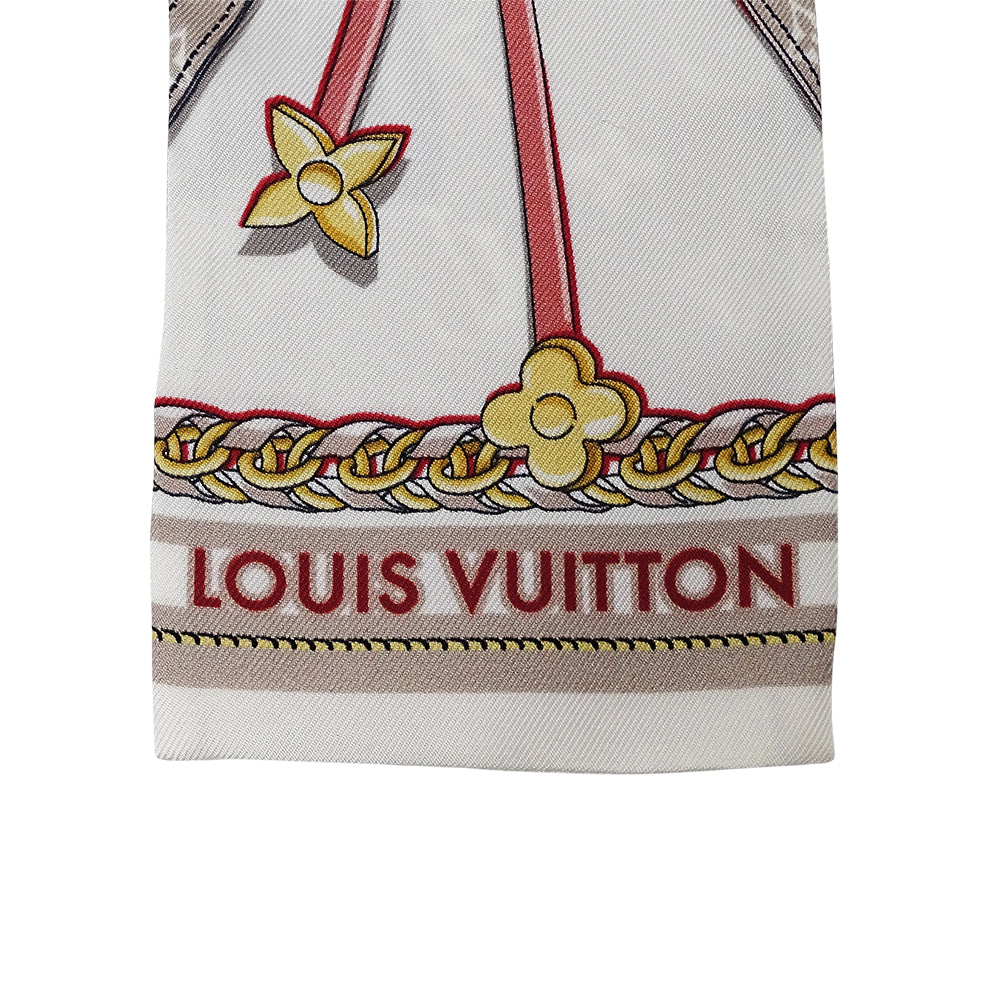 LOUIS VUITTON ルイ・ヴィトン バンドー ミックス アンド ストラップ スカーフ ベージュ M77698 シルク レディース 【中古】