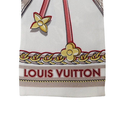 LOUIS VUITTON ルイ・ヴィトン バンドー ミックス アンド ストラップ スカーフ ベージュ M77698 シルク レディース 【中古】