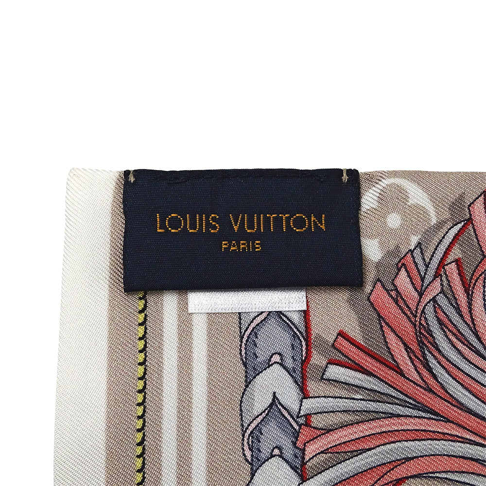 LOUIS VUITTON ルイ・ヴィトン バンドー ミックス アンド ストラップ スカーフ ベージュ M77698 シルク レディース 【中古】