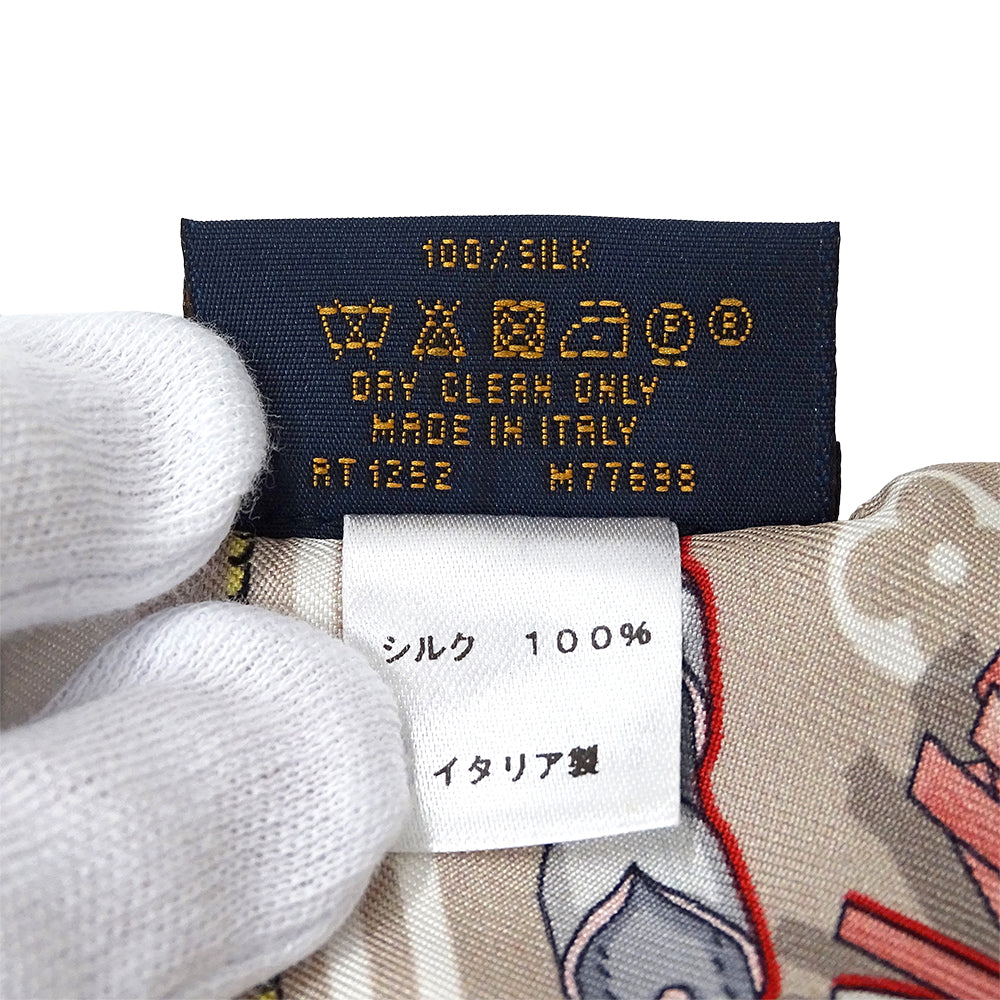 LOUIS VUITTON ルイ・ヴィトン バンドー ミックス アンド ストラップ スカーフ ベージュ M77698 シルク レディース 【中古】