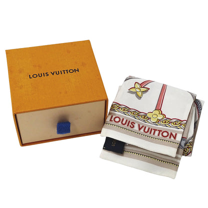 LOUIS VUITTON ルイ・ヴィトン バンドー ミックス アンド ストラップ スカーフ ベージュ M77698 シルク レディース 【中古】