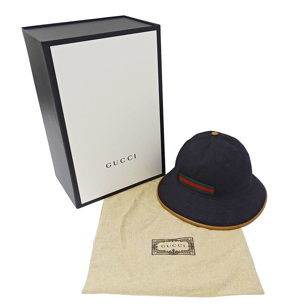GUCCI グッチ ハット シェリー ブラック 722377 GGキャンバス レディース メンズ 【中古】