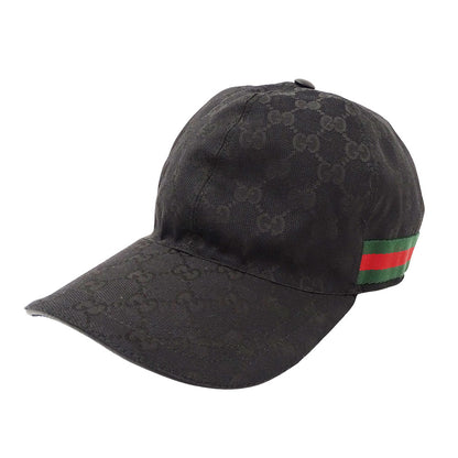GUCCI グッチ ウェブストライプ付きGGキャンバスベースボールキャップ キャップ GGキャンバス シェリー ブラック 200035 GGキャンバス レディース メンズ 【中古】