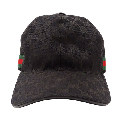 GUCCI グッチ ウェブストライプ付きGGキャンバスベースボールキャップ キャップ GGキャンバス シェリー ブラック 200035 GGキャンバス レディース メンズ 【中古】