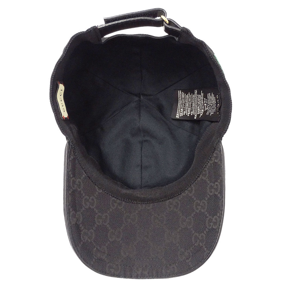 GUCCI グッチ ウェブストライプ付きGGキャンバスベースボールキャップ キャップ GGキャンバス シェリー ブラック 200035 GGキャンバス レディース メンズ 【中古】
