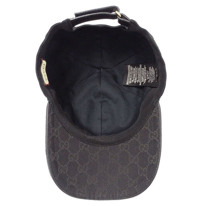 GUCCI グッチ ウェブストライプ付きGGキャンバスベースボールキャップ キャップ GGキャンバス シェリー ブラック 200035 GGキャンバス レディース メンズ 【中古】