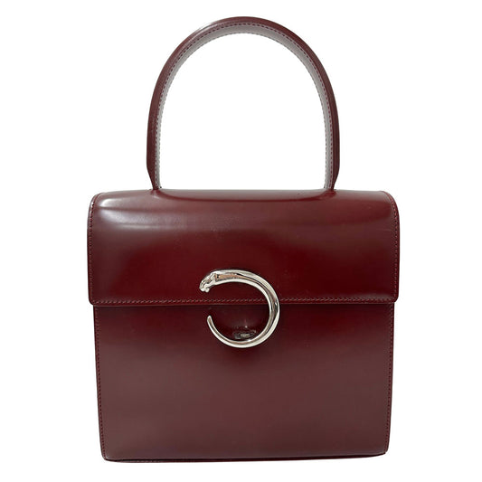 Cartier カルティエ パンテール ハンドバッグ ボルドー パテントレザー レディース 【中古】