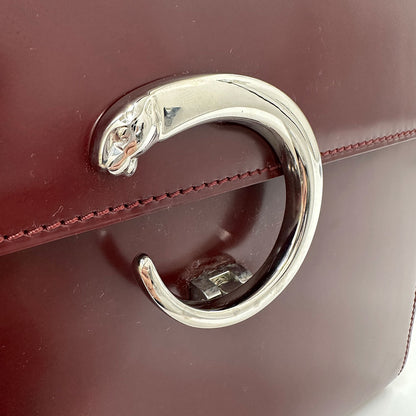 Cartier カルティエ パンテール ハンドバッグ ボルドー パテントレザー レディース 【中古】