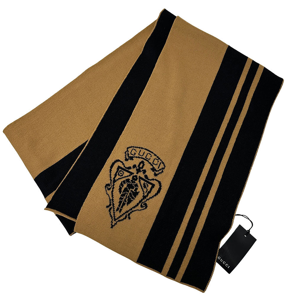 GUCCI グッチ マフラー・ストール ブラック ブラウン ウール レディース 【中古】