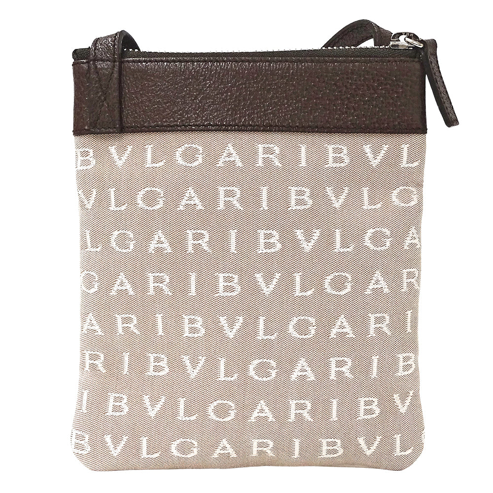 BVLGARI ブルガリ ショルダーバッグ ロゴマニア ベージュ キャンバス レディース 【中古】