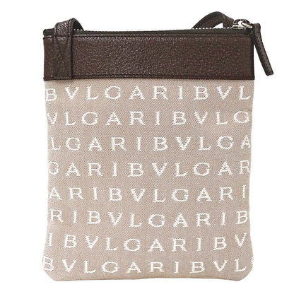 BVLGARI ブルガリ ショルダーバッグ ロゴマニア ベージュ キャンバス レディース 【中古】