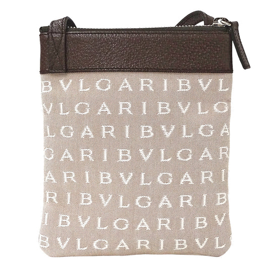BVLGARI ブルガリ ショルダーバッグ ロゴマニア ベージュ キャンバス レディース 【中古】