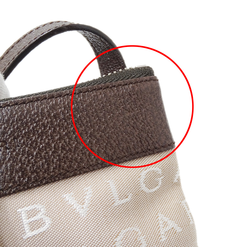 BVLGARI ブルガリ ショルダーバッグ ロゴマニア ベージュ キャンバス レディース 【中古】