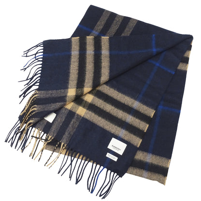 BURBERRY バーバリー マフラー・ストール ネイビー ベージュ カシミヤ レディース メンズ 【中古】