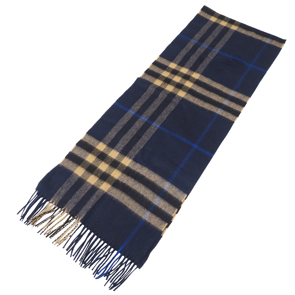 BURBERRY バーバリー マフラー・ストール ネイビー ベージュ カシミヤ レディース メンズ 【中古】