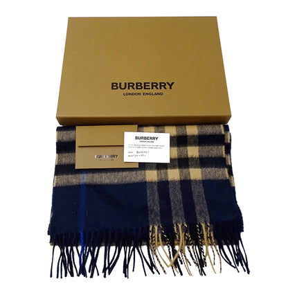 BURBERRY バーバリー マフラー・ストール ネイビー ベージュ カシミヤ レディース メンズ 【中古】