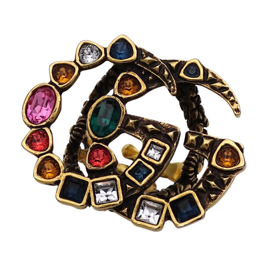 GUCCI グッチ リング 指輪 GGマーモント メタル ゴールド マルチカラー 約11号 レディース メンズ 【中古】