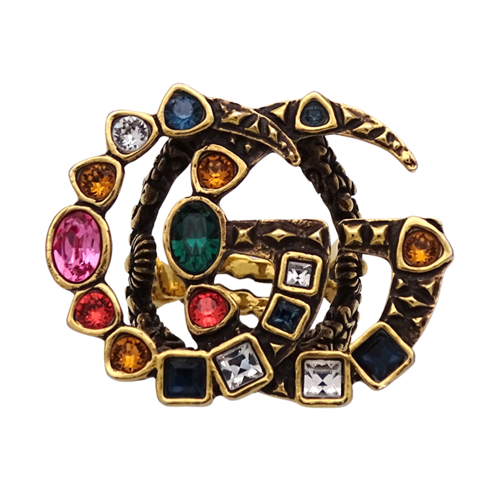 GUCCI グッチ リング 指輪 GGマーモント メタル ゴールド マルチカラー 約11号 レディース メンズ 【中古】