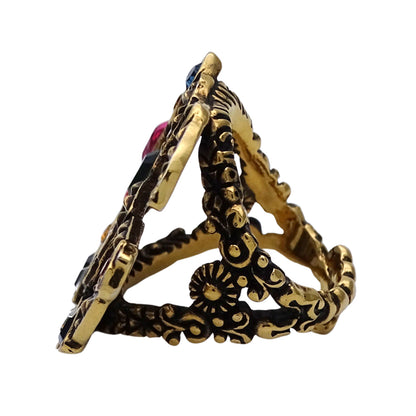 GUCCI グッチ リング 指輪 GGマーモント メタル ゴールド マルチカラー 約11号 レディース メンズ 【中古】