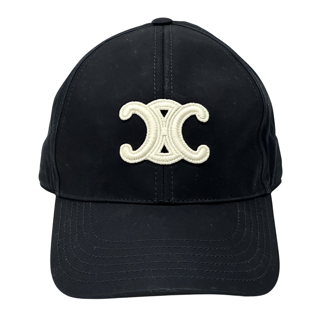 CELINE セリーヌ キャップ トリオンフ ブラック キャンバス レディース メンズ 【中古】