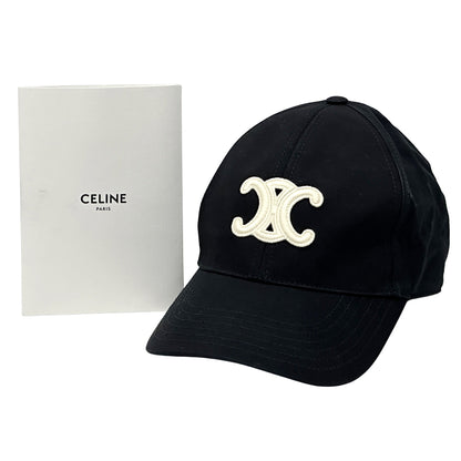 CELINE セリーヌ キャップ トリオンフ ブラック キャンバス レディース メンズ 【中古】