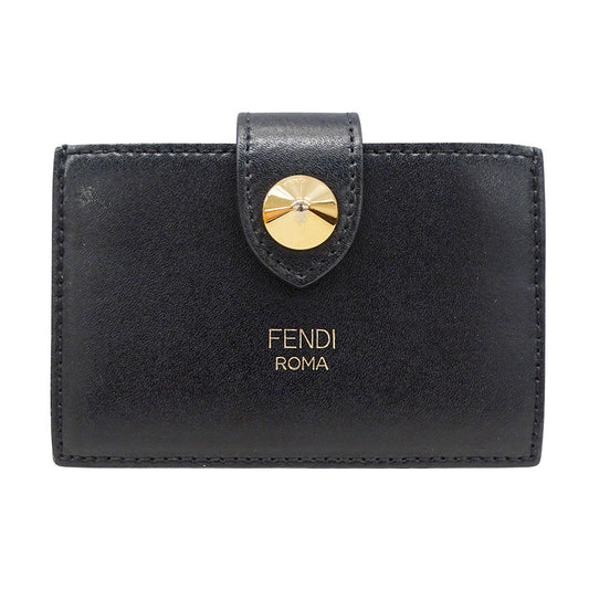 FENDI フェンディ カードケース ブラック レザー レディース メンズ 【中古】