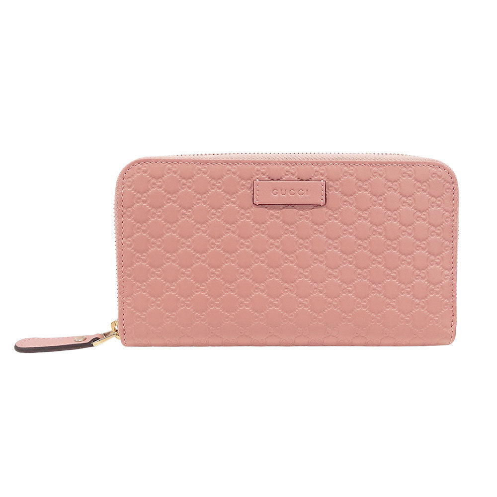 GUCCI グッチ 長財布 マイクロシマ ピンク 449391 シマレザー レディース 【中古】