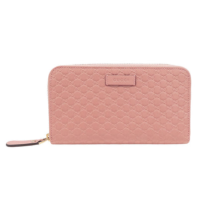 GUCCI グッチ 長財布 マイクロシマ ピンク 449391 シマレザー レディース 【中古】