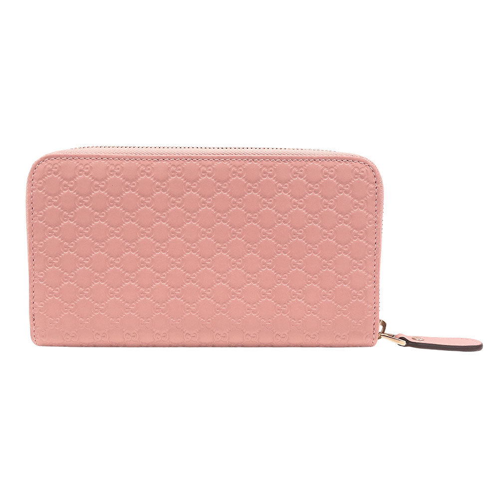 GUCCI グッチ 長財布 マイクロシマ ピンク 449391 シマレザー レディース 【中古】