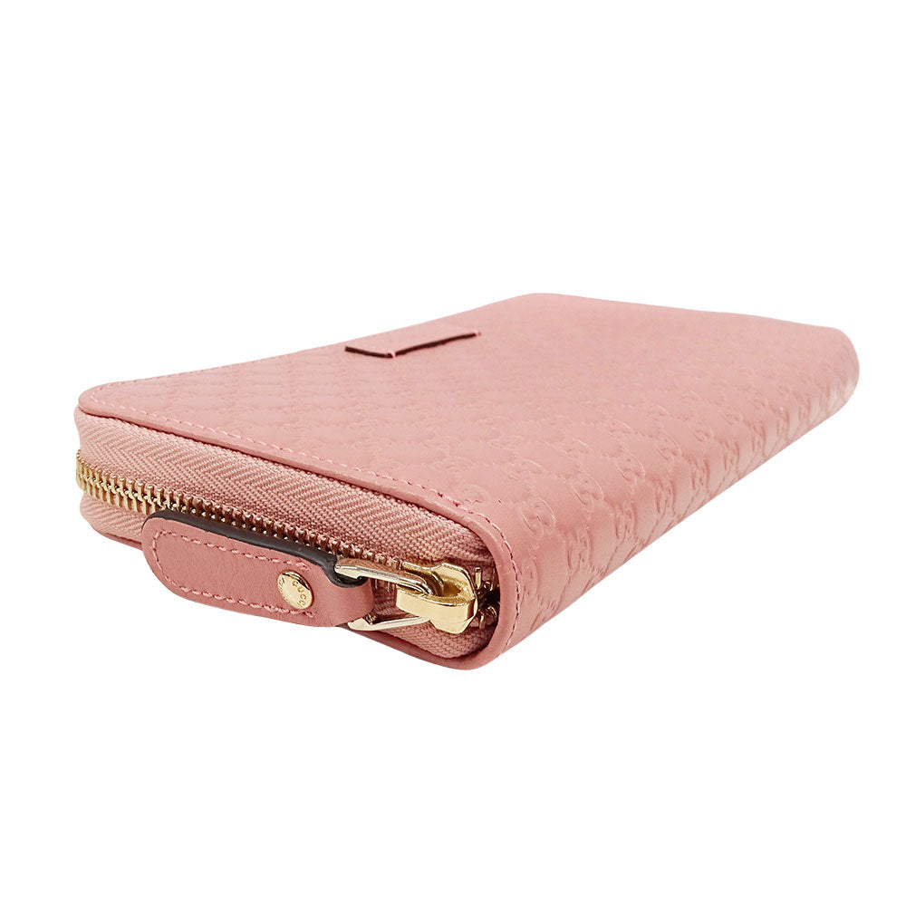 GUCCI グッチ 長財布 マイクロシマ ピンク 449391 シマレザー レディース 【中古】