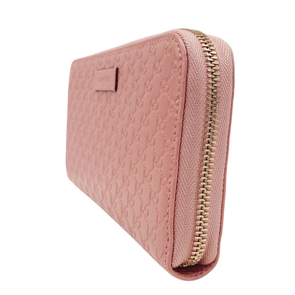 GUCCI グッチ 長財布 マイクロシマ ピンク 449391 シマレザー レディース 【中古】