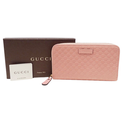 GUCCI グッチ 長財布 マイクロシマ ピンク 449391 シマレザー レディース 【中古】