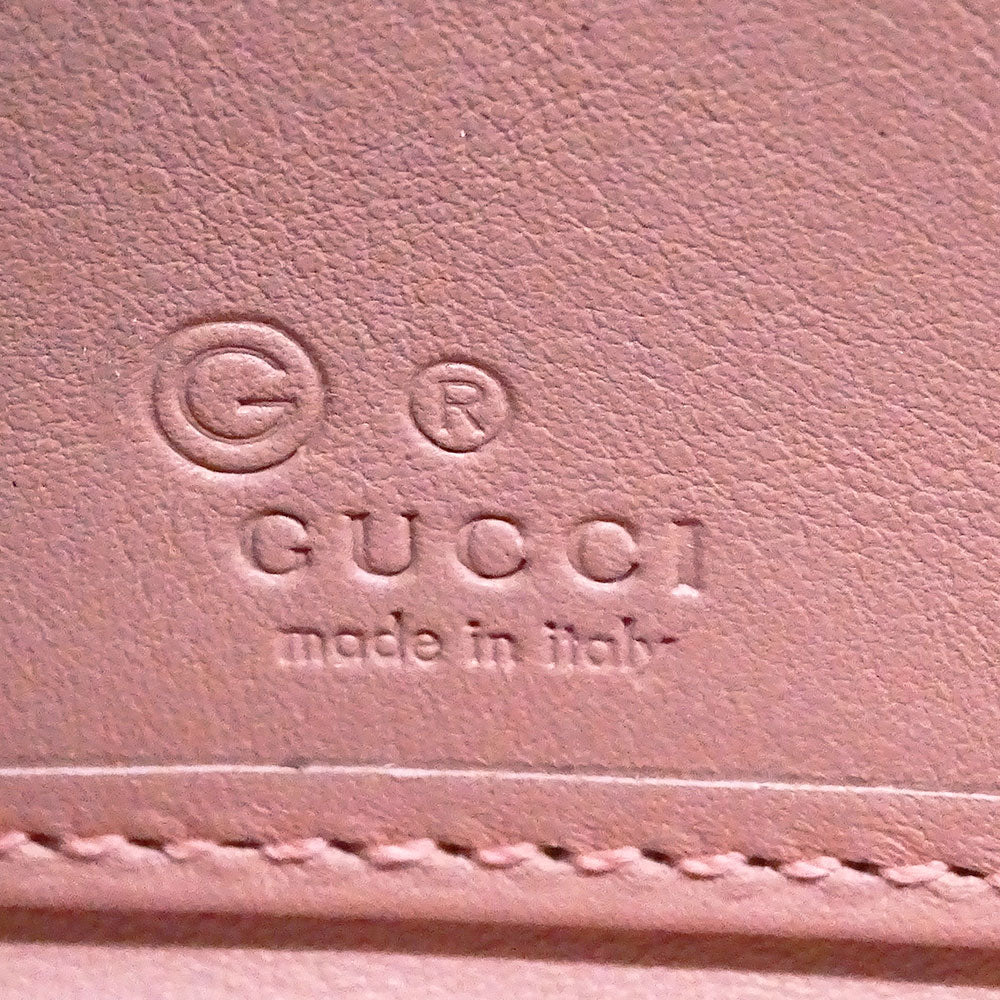 GUCCI グッチ 長財布 マイクロシマ ピンク 449391 シマレザー レディース 【中古】