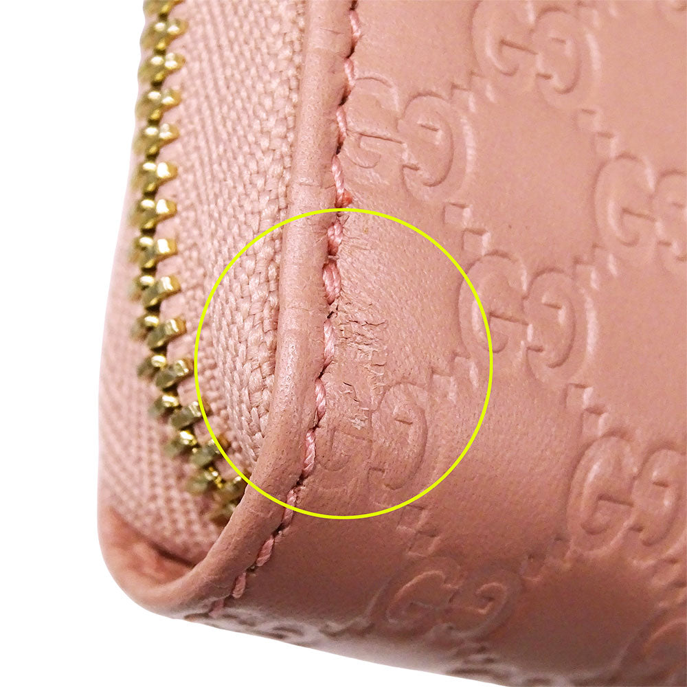 GUCCI グッチ 長財布 マイクロシマ ピンク 449391 シマレザー レディース 【中古】