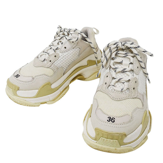 BALENCIAGA バレンシアガ トリプルS スニーカー ホワイト ベージュ 524036 ナイロン レディース 【中古】