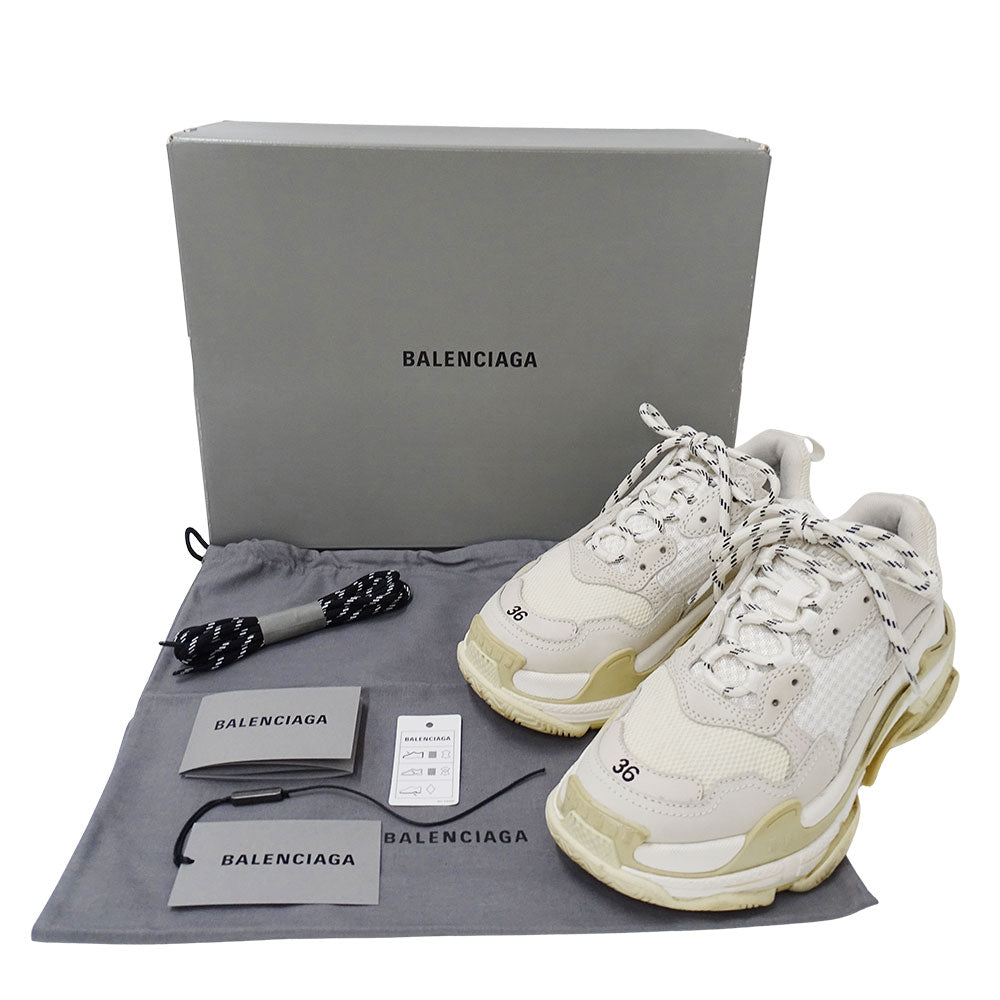 BALENCIAGA バレンシアガ トリプルS スニーカー ホワイト ベージュ 524036 ナイロン レディース 【中古】