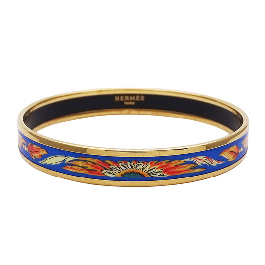 HERMES エルメス エマイユ PM バングル ブルー ゴールド レディース メンズ 【中古】