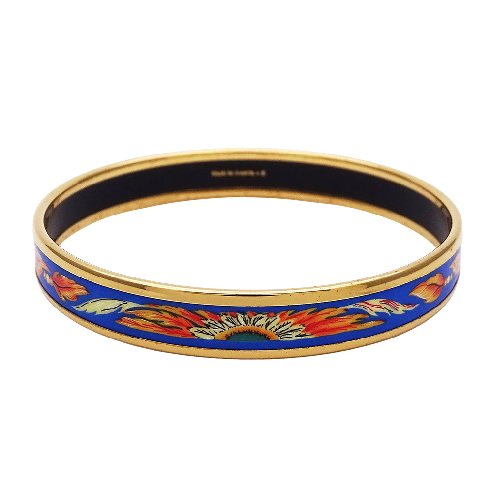HERMES エルメス エマイユ PM バングル ブルー ゴールド レディース メンズ 【中古】