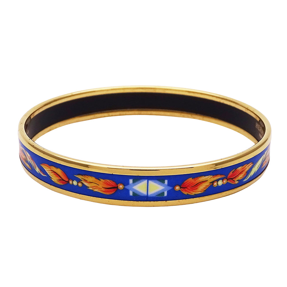 HERMES エルメス エマイユ PM バングル ブルー ゴールド レディース メンズ 【中古】