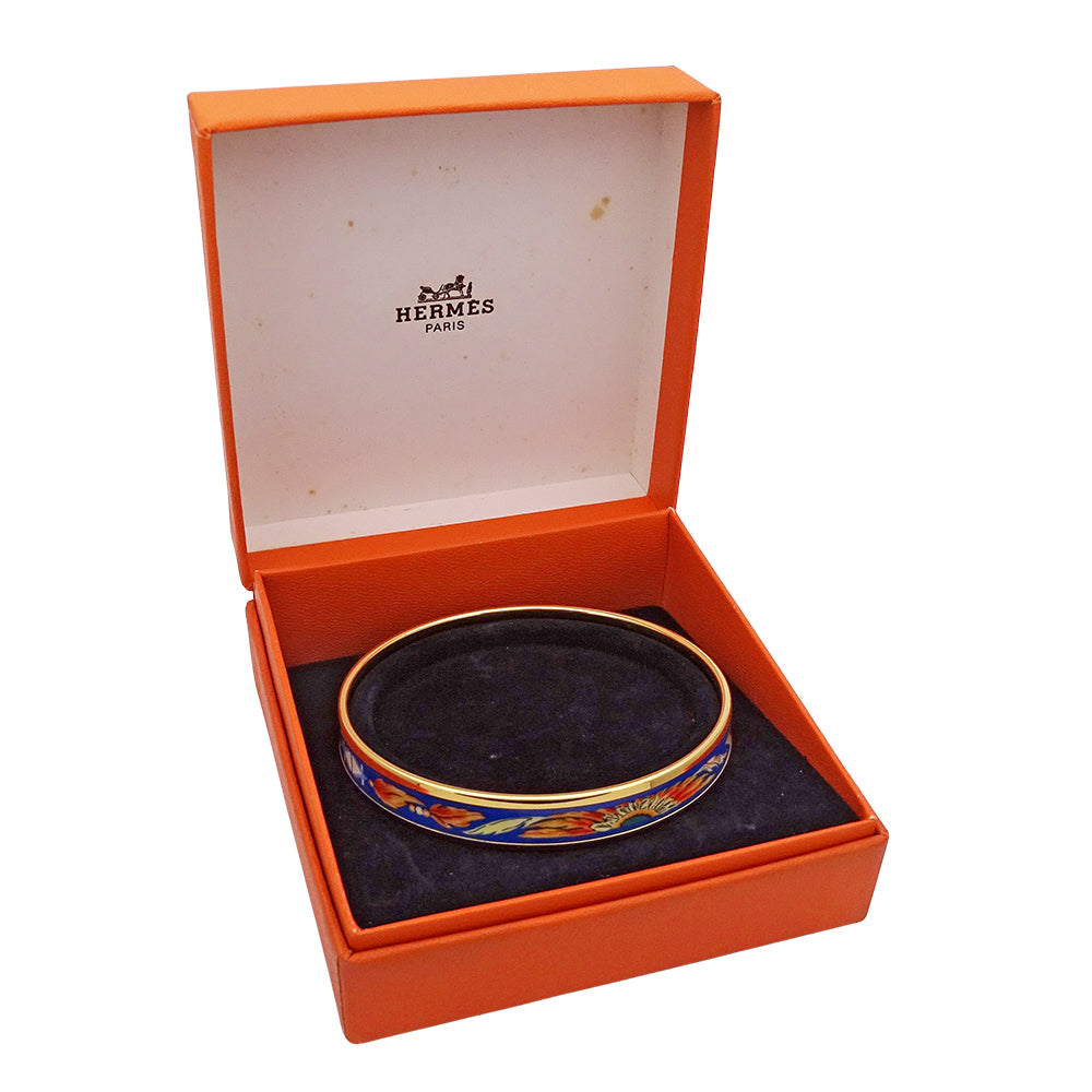 HERMES エルメス エマイユ PM バングル ブルー ゴールド レディース メンズ 【中古】
