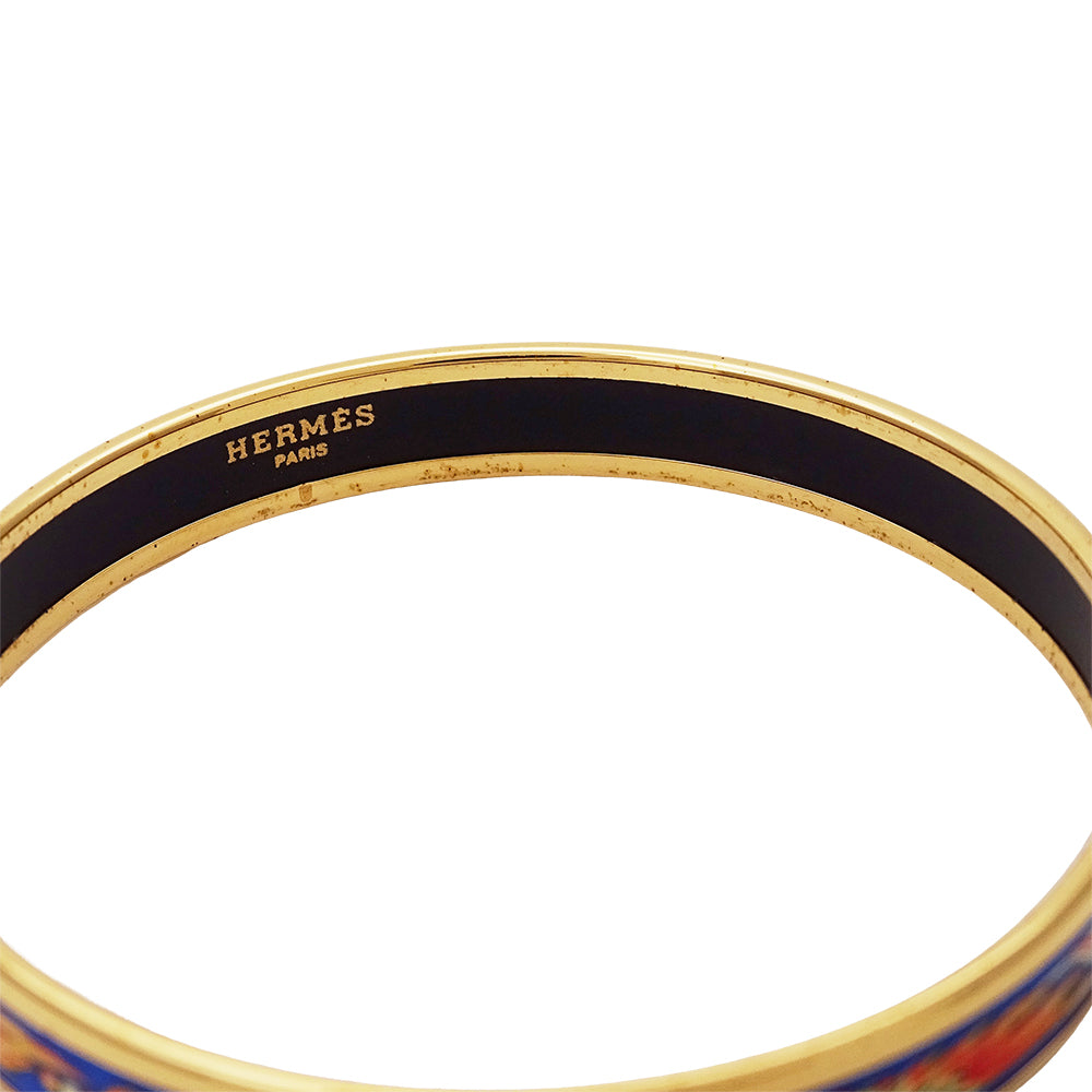 HERMES エルメス エマイユ PM バングル ブルー ゴールド レディース メンズ 【中古】